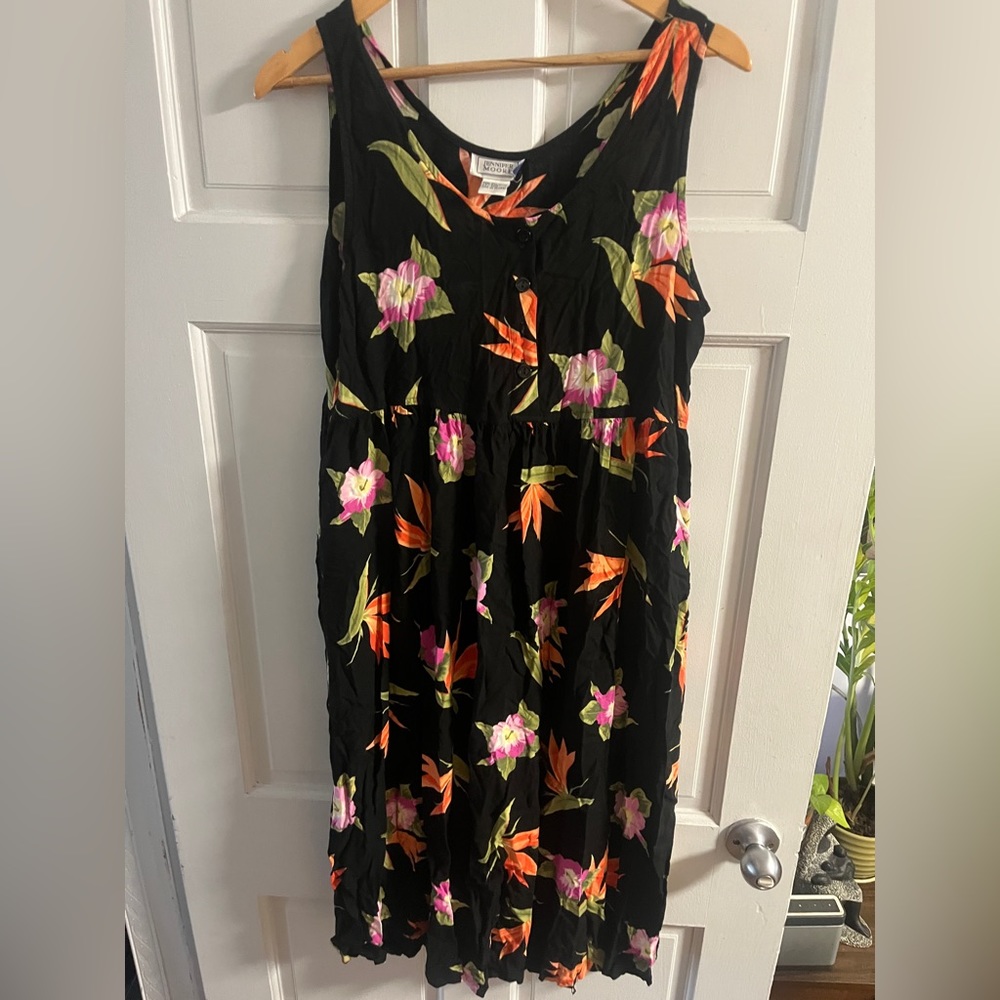 90s tropical vintage jumper dress Birds of paradise medium